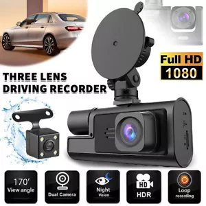 Cámara grabadora de video frontal/trasera/interior HD 1080P para tablero de doble lente para automóvil sensor G - Imagen 1 de 14