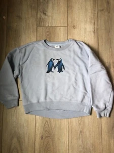 GAP Kids Fleece lined girls  Sweatshirt Size M (8) Blue Penguins  EUC - Picture 1 of 5