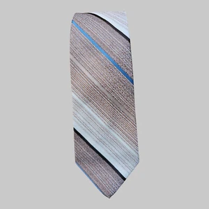 Cravatta da uomo Yves Saint Laurent Paris marrone chiaro multicolore a righe diagonali - Foto 1 di 2