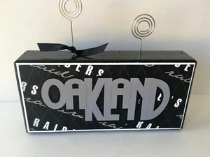 NEW NFL football Oakland Raiders Handcrafted Wood block Photo / Memo Holder - Picture 1 of 2