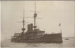 J WELCH RP POSTCARD HMS VENGEANCE AUG 1915 WRITER WAS A SAILOR ON THE SHIP - Picture 1 of 2