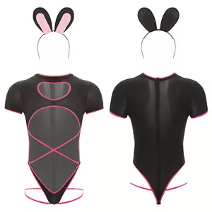 Men Lingerie Uniform Bodysuit Gift Jumpsuit Hollow Out Underwear Thong Clubwear - Picture 1 of 17
