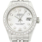 Rolex Ladies Datejust 69174 18k White Gold & Steel Mother Of Peal Diamond Watch