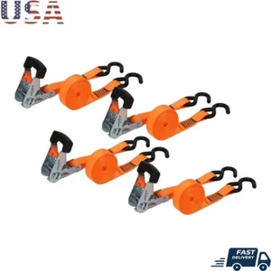 Schwerlast 14 Fuß Ratsche Spanngurte 1000 Pfund Tragfähigkeit 4er Pack mit S Haken Neu - Bild 1 von 14