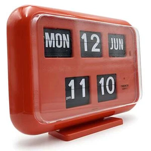 Jadco Mack Digital Flip Calendar Wall & Desk Clock, Red, 24hr, 31cm - Picture 1 of 2
