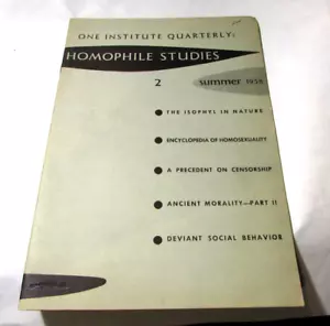 One Institute Quarterly Homophile Studies #2 Sommer 1958 Homosexuell Interesse Literatur - Bild 1 von 3