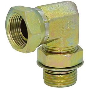 SAE 4 Male x 1/4" NPT Female Swivel 90 Degree Elbow Adapter 9-6901-4-4 - Picture 1 of 2