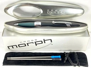 CROSS VINTAGE MORPH® MATTE BLACK WITH A DARK GREEN GRIP BALLPOINT PEN #472-10 - Picture 1 of 5