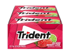 Goma sin azúcar Trident Island Berry lima, 12 paquetes de 14 piezas (168 piezas en total) - Imagen 1 de 2