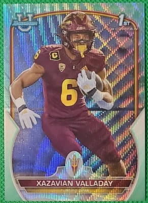Xazavian Valladay /299 2022 Bowman Chrome U #64 Aqua Wave Arizona State RC SP - Image 1 of 2