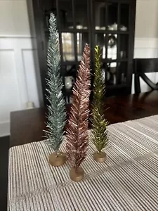 Magnolia Set Of Three Tinsel Trees - Picture 1 of 8