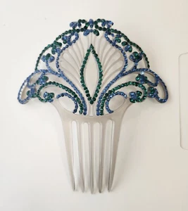 Art Deco Celluloid comb Blue & Green. Gorgeous! 6 1/2" in height. 1920s / 1930s - Picture 1 of 5