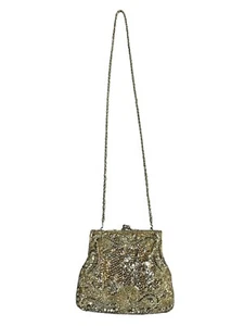 Carlo Fellini Gold Kiss Lock Clutch Beaded Jeweled Evening Bag Chain Strap EUC - Picture 1 of 7