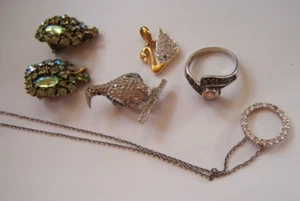 LOTE DE REPARACIÓN DE COLECCIÓN ARTE Pendientes Clip Swarovski Cisne Esterlina Marcasita Circonita + - Imagen 1 de 6