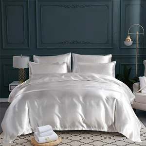 3 Pcs Satin Duvet Cover With Zipper Closure Bedding Luxury Rich Silky Reversible - Picture 1 of 15