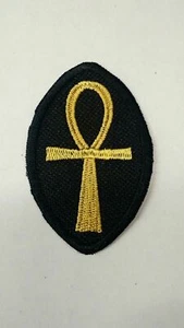 Ankh Patch Embroidered Small Gold/Black Iron/Sew on - Picture 1 of 4