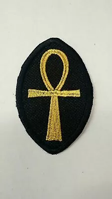 Ankh Patch Embroidered Small Gold/Black Iron/Sew on  - Image 1 of 4