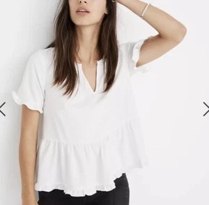 Blusa Madewell Stanza Volantes Dobladillo Verde Talla S! - Imagen 1 de 10