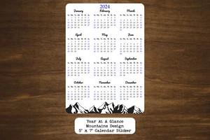 Year At A Glance Calendar Sticker Mountains Design - Picture 1 of 4