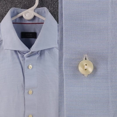 Eton 16 Striped Blue Mens Button Up Long Sleeve Premium Shirt Business Spread - Image 1 of 4