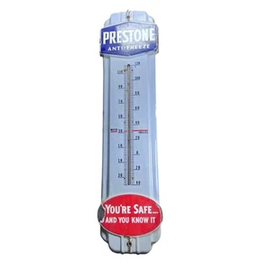 Seltenes Vintage 50er Jahre Prestone Frostschutz Porzellan Thermometer Gas Öl Schild - Bild 1 von 8