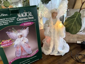 De Colección ÁNGEL DE NAVIDAD 15" FIBRA ÓPTICA LUCES ANIMADAS Alas Movimiento A+ - Imagen 1 de 13