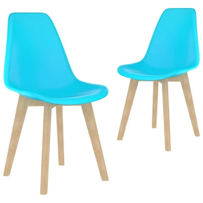 Dining Chair Set of 2 Blue Polypropylene, Beechwood Medium - Image 1 of 4