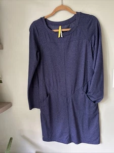 Lole Navy Blue Long Sleeve Eco Dress Size S Pockets Stretch Pullover UPF 50+ EUC - Picture 1 of 7