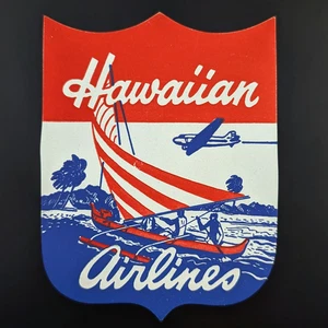 Hawaiian Airlines Vintage Gepäck Label Flugzeug Ausleger Segeln - Bild 1 von 4