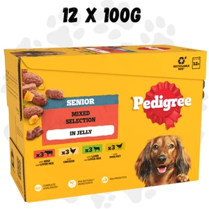 Pedigree SENIOR Wet Dog Food 12x100g Pouches Mixed Selection Jelly Complete Meal - Picture 1 of 6