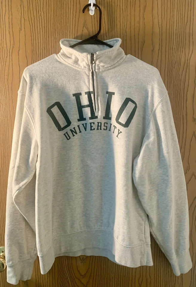 Ohio University Bobcats Jansport Cuarto Cremallera Sudadera Unisex Mediana Gris Acogedora Foto 1 de 4