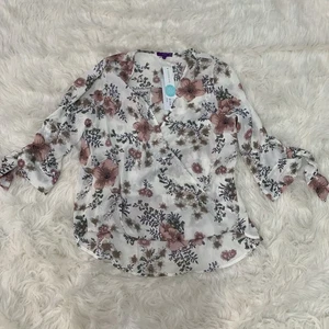 camicetta west kei bianca rosa floreale alta bassa piccola - Foto 1 di 3