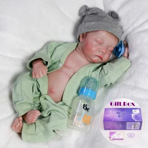 18" Full Body Vinyl Silicone Reborn Dolls Realistic Waterproof Boy Doll Bath Toy - Picture 1 of 7