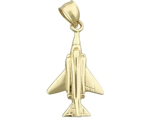 14K Gold F-4 Phantom Fighter Jet Charm - Picture 1 of 6