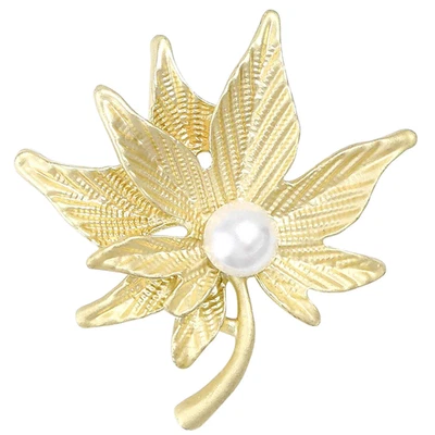 Broche Retro Hoja de Arce Esmalte Perla Tono Dorado Otoño Otoño Prendedor Joyería Regalo EE. UU. Foto 1 de 4