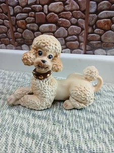 Vintage Atlantic Mold Ceramic Atlantic Poodle Figure Laying 11x8 inch Brown - Picture 1 of 11
