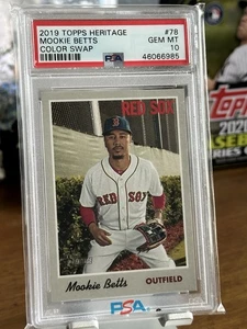 MOOKIE BETTS 2019 TOPPS HERITAGE COLOR SWAP SP #78 PSA 10 DODGERS POP 6 - Bild 1 von 1