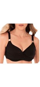 Costume da bagno donna Miraclesuit taglia 38DD Surplice reggiseno bikini top nero ferretto nuovo con etichette - Foto 1 di 5