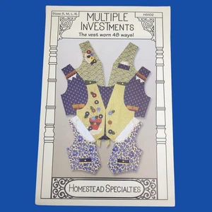 Homestead Specialties Multiple INVESTments Sewing Pattern HS102 S M L XL Uncut - Picture 1 of 3