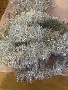 Vintage 1950s Tinsel Gold And White Christmas Tree Garland 2 PCs. 25 ft each - Picture 1 of 2