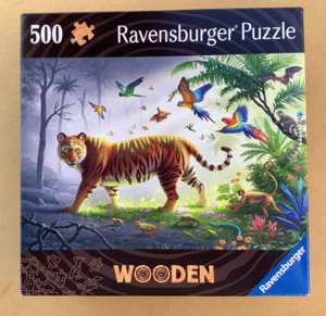 ***** RAVENSBURGER 500 Piece Wooden Jigsaw Puzzle - JUNGLE TIGER - Complete - Picture 1 of 5