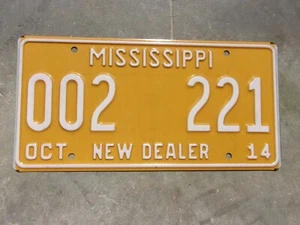Mississippi 2014 New Car Dealer license plate # 002 221 - Picture 1 of 1
