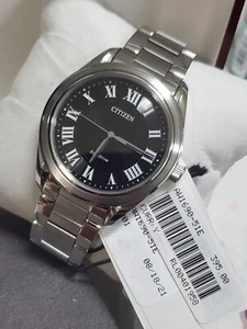 NUOVO✅ Orologio Uomo Citizen Eco-Drive Arezzo Tono Argento Quadrante Data Nero AW1690-51E - Foto 1 di 12