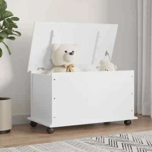 vidaXL Storage Chest with Wheels ALTA White 73x39.5x44 cm Solid Wood Pine HOT - Picture 1 of 8