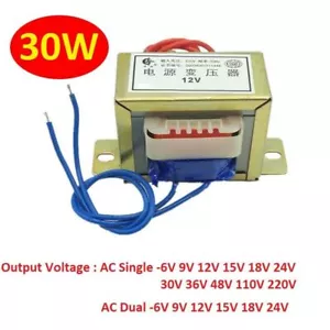 Transformador de potencia 30W/VA 220V/380V a 6V/9V/12V/15V/18V/110V CA simple/doble - Imagen 1 de 7
