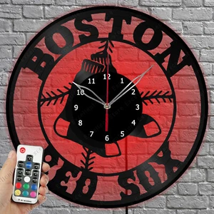 Orologio in vinile LED Boston luce rossa Sox vinile disco orologio da parete decorazione casa 1049 - Foto 1 di 11