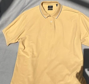 Haggar Performance Cool 18 Polo Shirt Men Size XL Yellow Striped Collared Cotton - Picture 1 of 4