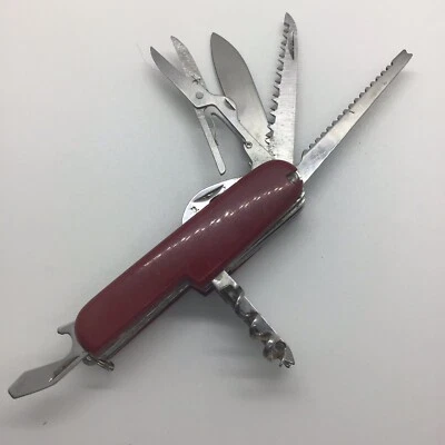 Cuchillo de Bolsillo Rojo Vintage Estilo Cuchillo Plegable y Tijeras Multi Herramienta Boy Scout Foto 1 de 4