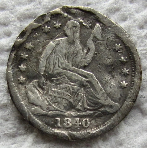 1840-O ND Seated Liberty Half Dime Rare Key Date VF Detail Damage Graffiti Cover