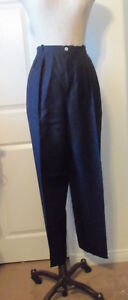 DAVID N. Black Linen Rayon Blend Lined High Rise Pleated Front Pant - 14
